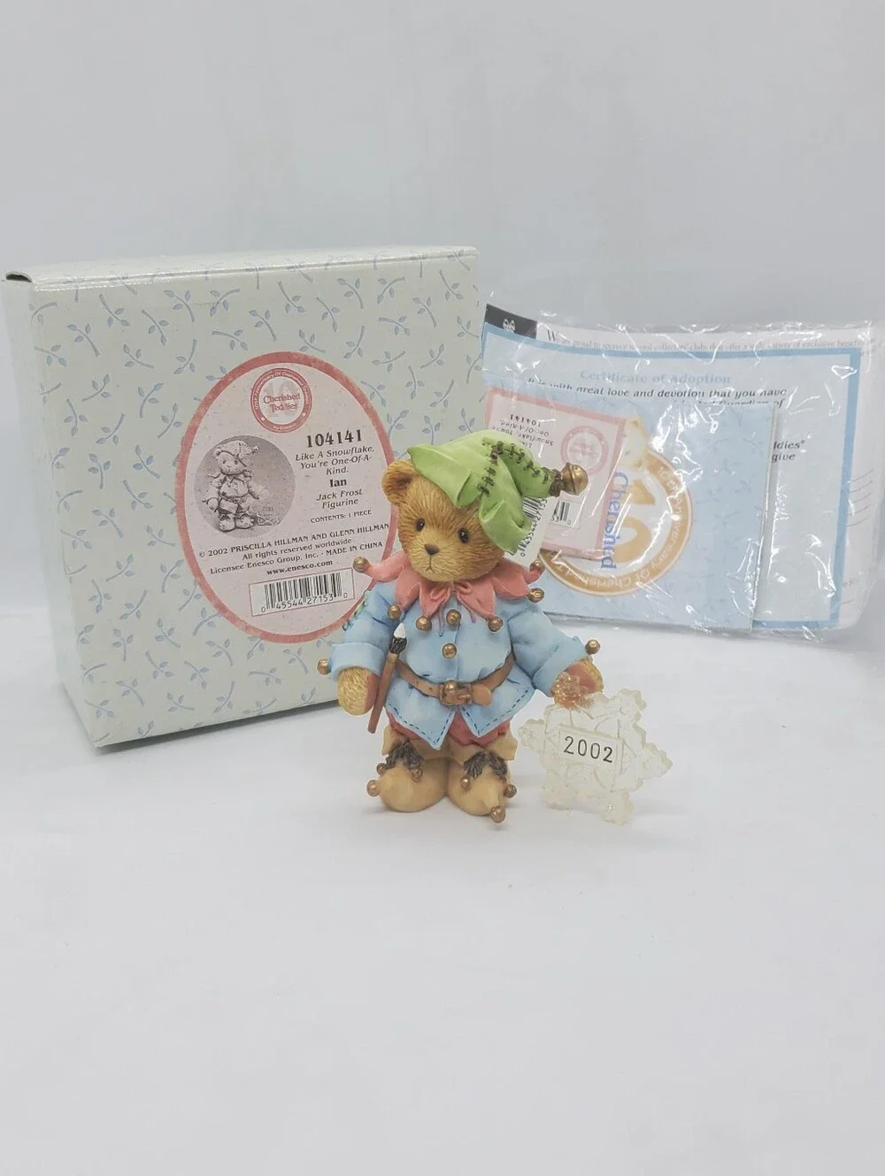 New 2002 Cherished Teddies IAN CHRISTMAS FIGURINE 104141 SNOWFLAKE winter frost